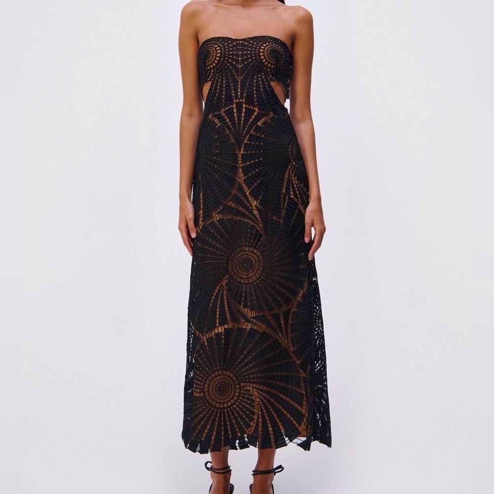Jonathan Simkhai Jamie Fossil Guipure Dress Size 2